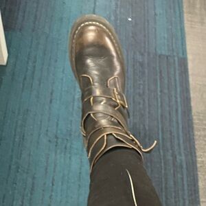 Leather Moto Biker Boots Steve Madden SARGE sz 11 Black/Brown Buckle Engineer